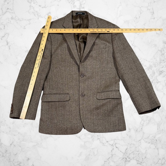Lauren Ralph Lauren Mens 38S Slim Fit 100% Wool Herringbone Blazer Brown - Picture 5 of 10